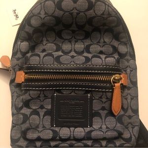 New Coach Academy Heritage Crossbody Sling Backpack Signature Chambray & Leather